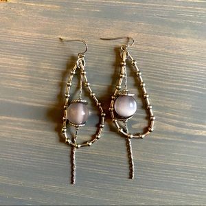Silver tear drop bead earrings